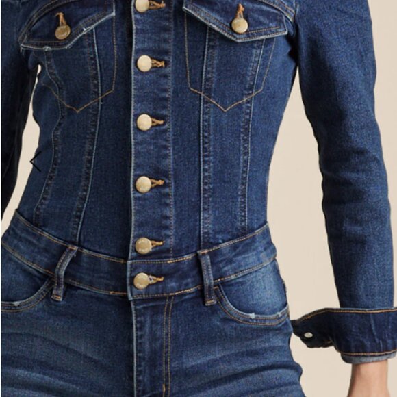 Off-the Shoulder denim jumpsuit - Picture 2 of 3